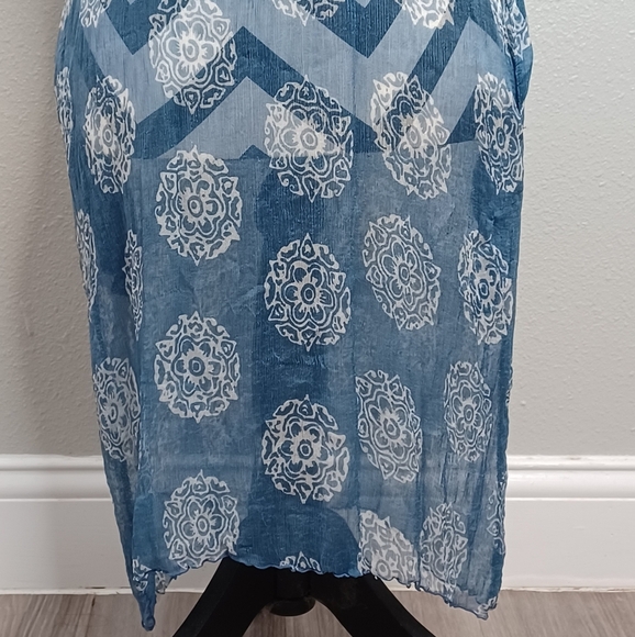 Sarah Stewart 100% Silk Sheer Artsy Printed Tunic Top - Picture 5 of 16